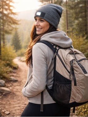 L.L. Bean Dark Gray Pathfinder Head Light Hiking Rechargeable Beanie